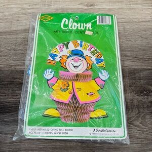 Beistle Happy Birthday Clown Art Tissue Centerpiece Colorful Party Decoration